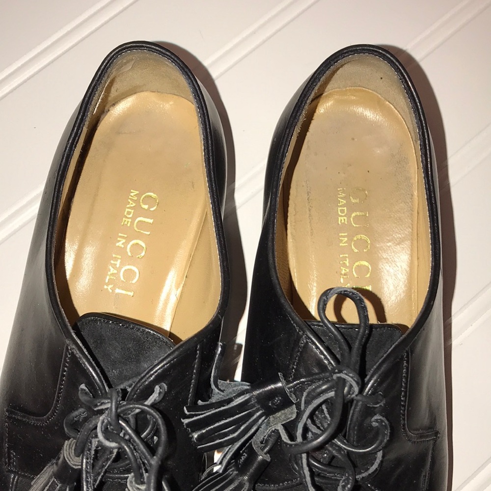 ⭐️Gucci black lace up loafers with tassels - Picture 6 of 8